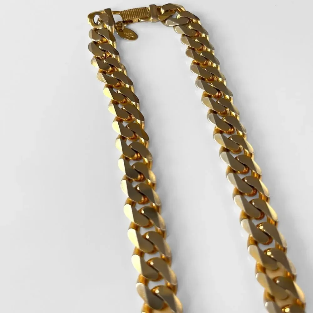 Vintage Les Bernard Chunky Gold Wheat Chain Necklace